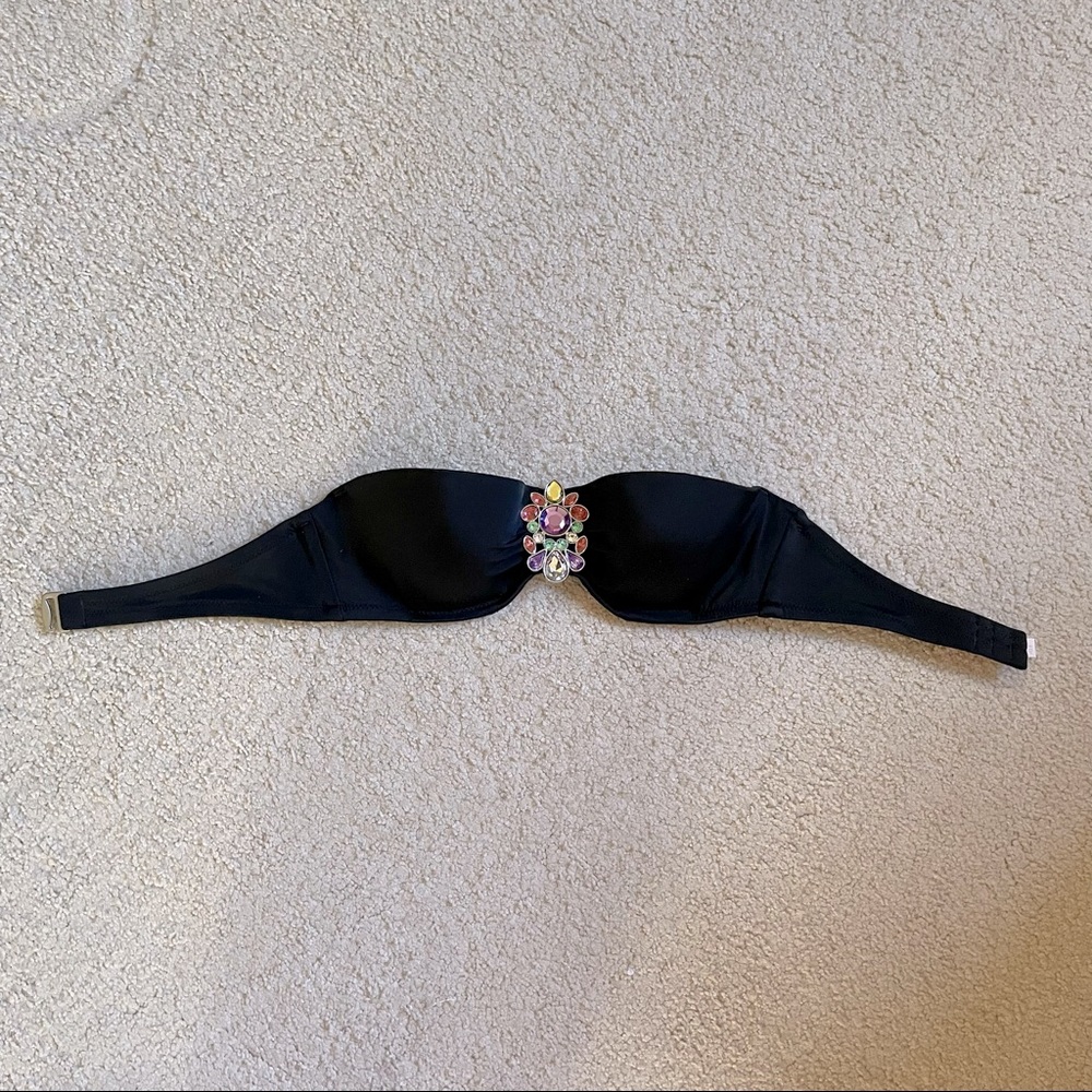Victoria’s Secret flirt bandeau embellished push up bikini top black.